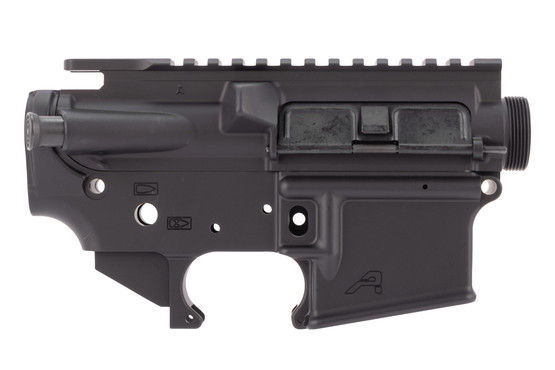 Anodized black enhanced upper and lower receiver set for AR-15.
